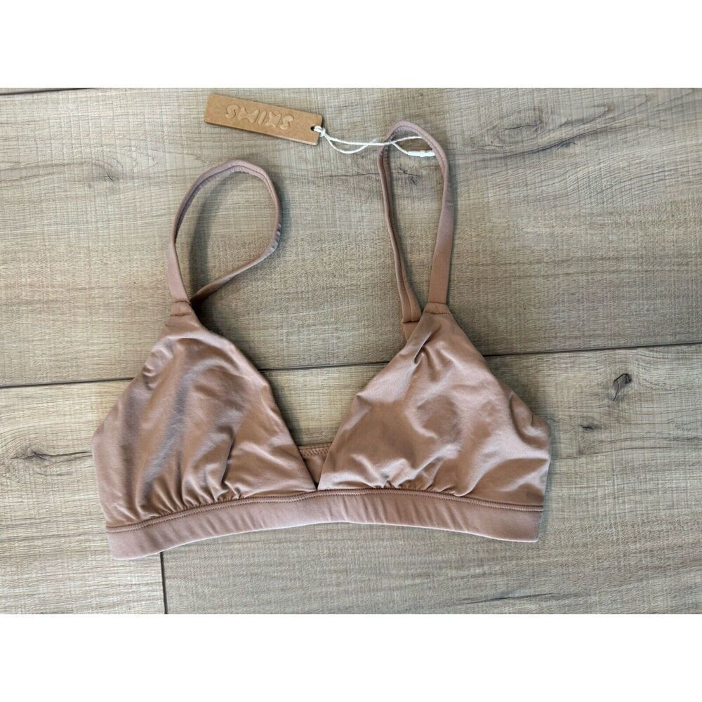 Skims Sienna Triangle Bralette Women XS Sienna Beige Adjustable Straps NWT
